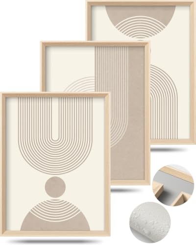 HesenDot Neutral Abstract Framed Wall Art, Modern Geometric Canvas Prints - color: Framed Neutral Geometric, size: 16"L x 12"W