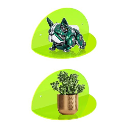 ROYALITA 2-Pack Small Acrylic Shelves Room Decor Floating Shelves, Green - color: Green