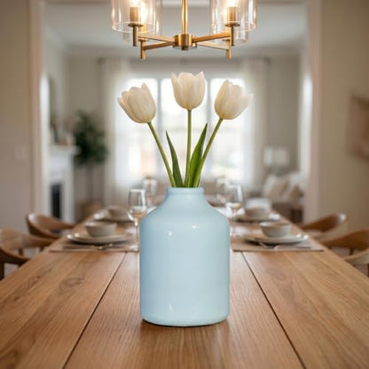Sunddo Blue Ceramic Vase, 7 Inch，Modern - color: Light Blue, size: 7 inch