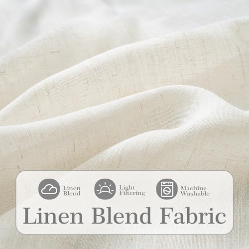DriftAway Semi Sheer Scalloped Edge Linen Coastal Beach Window Curtains for Living Room Bedroom 2 Panels Rod Pocket Each Size 52 Inch by 63 Inch Gray - color: Linen Gray, size: 52"W x 63"L (Pack of 2)