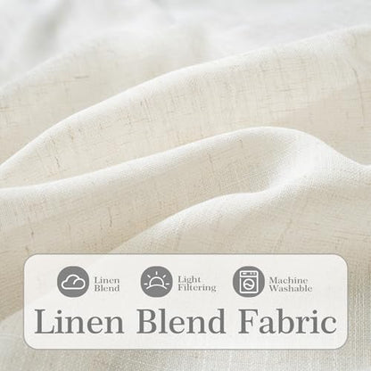 DriftAway Semi Sheer Scalloped Edge Linen Coastal Beach Window Curtains for Living Room Bedroom 2 Panels Rod Pocket Each Size 52 Inch by 63 Inch Gray - color: Linen Gray, size: 52"W x 63"L (Pack of 2)