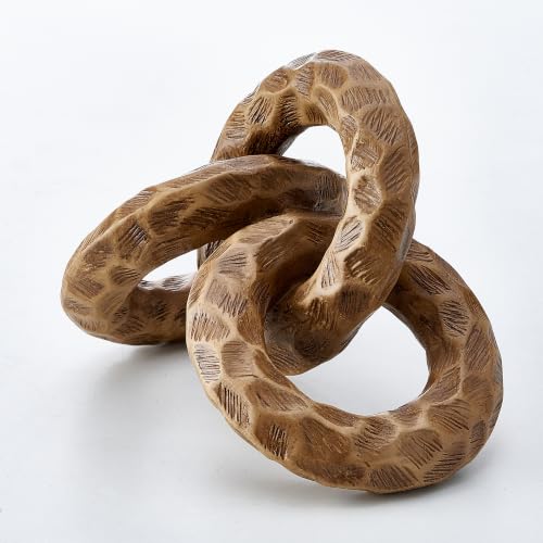 3-Link Rustic Wood Look Chain Knot – Hand-Carved Resin Wooden Ring Décor