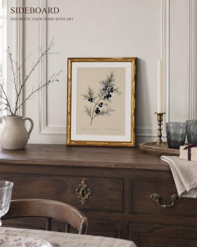 InSimSea Gold Bamboo Framed Christmas Wall Art, Retro Juniper Print,11x14In - color: Christmas Juniper