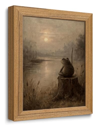 Framed Frog Wall Art Vintage Cottage Core Wall Decor - color: frog, size: 10"L x 8"W