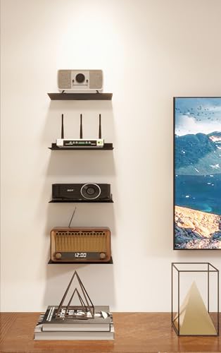Floating Wall Shelves, 3.0mm Thick Aluminium Alloy Small Floating Shelf, Suitable for Bedroom, Living Room, Bathroom, Kitchen, Office Etc(Black, 9 Inch), 9 inch Wide Shelf - color: Black, size: 9 inch floating shelf