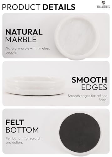 Marble Jewelry Dish, 5" Handmade White Ring Tray - color: White