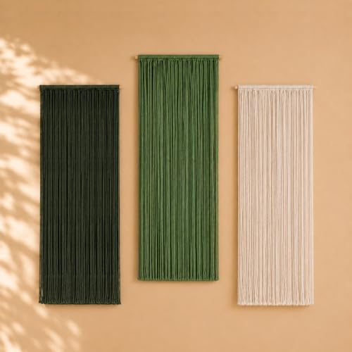 Jditngp 3PCS Nordic Home Large Wall Decor Hand Woven Bohemian Tassel Wall Hanging Wall Decoration Tapestry Gradient Green Living Room Bedroom Entrance Hall Kitchen Corridor Wall Art 31.5''Lx11.8''W - color: green3
