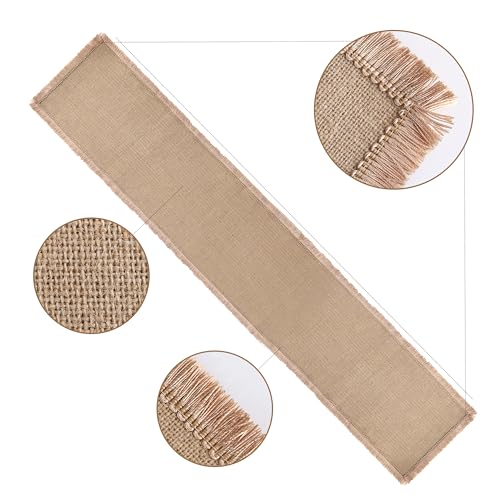 Simple&Opulence Boho Macrame Table Runner - 12 x 90 Inch, Burlap Farmhouse Linen Table Runner with Tassels for Bohemian Rustic Wedding, Bridal Shower, Dinner （Tassels - Brown ） - size: 12"x90", style: Fringe - Brown
