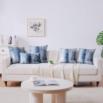 Throw Pillow Covers for Couch, 26x26 Inch, Set of 2, Grey Blue - color: Blue and Grey, size: 26" x 26" (Pack of 2)