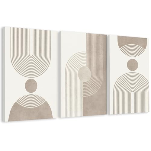EJPFOGV Triptych Abstract Geometric Wrapped Canvas Wall Art 24x36 inches x3 | Wooden frame, UV-resistant ink, Giclée printing process, Pre-installed hooks make it easy to hang home or office wall decor - color: Geometry, size: 36"L x 24"W