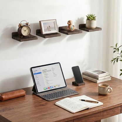 Fixwal Small Floating Shelves for Wall (Dark Carbonized, Set of 4, 5 Inch) - color: Dark Carbonized Black, size: 5 inches