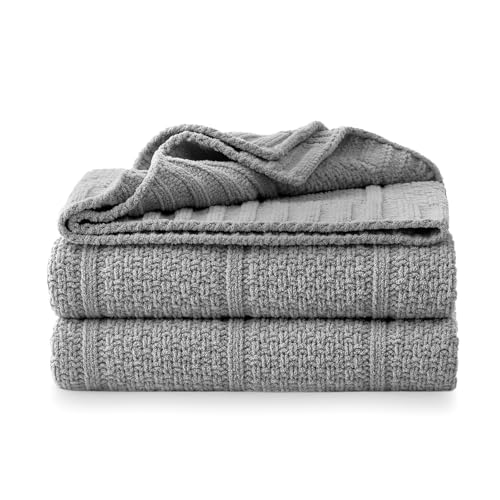 Amélie Home Chenille Knit Throw Blanket, Mist Gray 50"x60" - color: Mist Gray, size: 50" X 60"