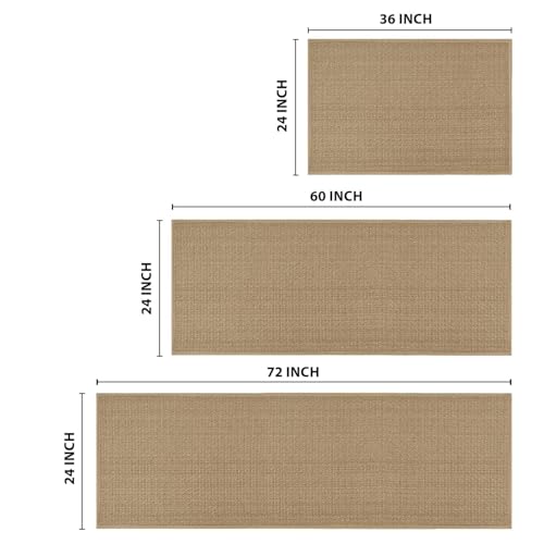 Artoid Mode Non-Slip Kitchen Rugs and Mats Set of 3-24x36 + 24x60 + 24x72 - color: Linen, size: 24" x 36"/24" x 60"/24" x 72"