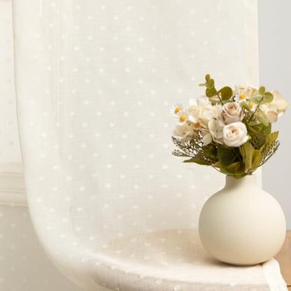 Pitalk Cream Sheer Curtains 84 Inches Long Polka Dots Pattern Design - color: Cream, size: 52"W x 84"L (Pack of 2)