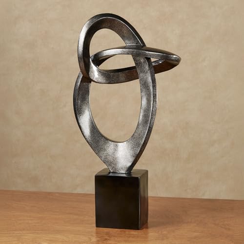 Eternal Love Abstract Table Sculpture, Metallic Silver and Black