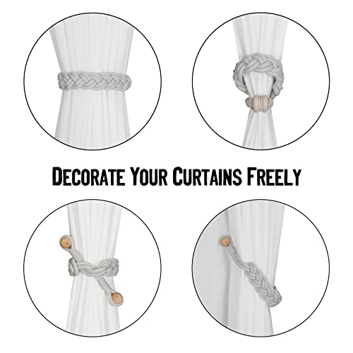BEL AVENIR Curtain Tiebacks Magnetic 2 Pack Woven Drapery Holdback - color: Silver New- 2pack