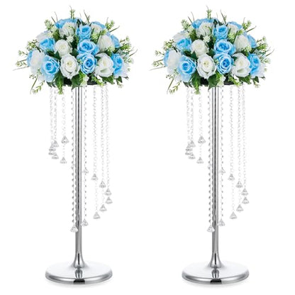 NUPTIO Tall Centerpiece for Table, Silver, 27.6", 2 Pcs - color: Silver, size: 2 Pcs 27.6 in