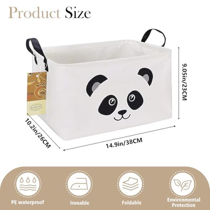 Rectangle Foldable Storage Basket Handles For Home, Panda - color: Rectangle Panda
