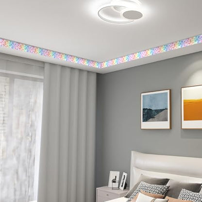 HOMETITUTE Peel and Stick Wallpaper Border 4x196in Rainbow Heart Pattern - color: Rainbow