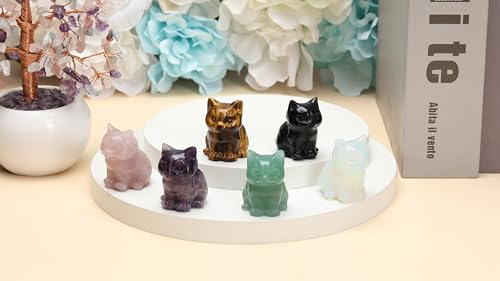 Jovivi Green Aventurine Cat Crystal Figurines Home Decor - color: Green Aventurine