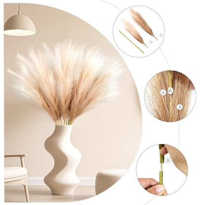 Faux Pampas Grass, 8 Pcs 35.4" Tall Pampas Grass Vase Filler, Beige Mixed - color: Beige, size: 35.4inch-8Pcs
