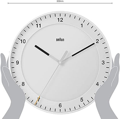 Braun Classic Mixed Analogue Wall Clock Home Gift Bundle with Silent Sweep Movement, Easy to Read, 30cm Diameter in Black + White, Model BC17B, BC17W (2 Pack) - size: 2 Pack Black/White