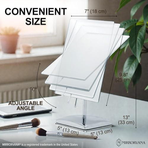 MIRRORVANA Large Table Desk Mirror with Stand, 9.8" x 7" (Chrome) - color: Chrome