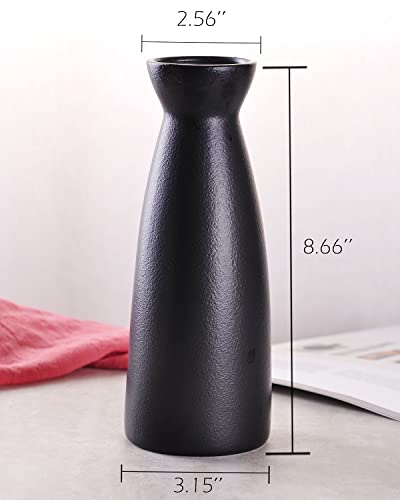WHJY 8 inch Nordic Minimalist Black Matte Ceramic Vases, Japanese Zen Stoneware Flowerware, Floral Decorations, for Living Room, Study, Bedroom, Balcony, Bar - Tall Black - color: Black, size: 8in