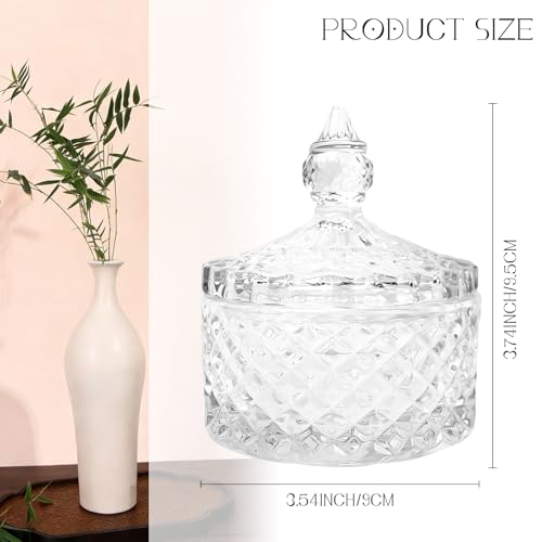 Glass Jewelry Box, Crystal Candy Dish with Lid, Ring Box, Small Trinket Dish, Jewelry Organizer Dish with Lid, Decorative Jewelry Bowls for Home Decor, Christmas Birthday Gifts for Women (Diamond) - style: Diamond