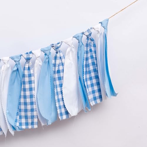 Blue and White Gingham Banner/Garland - color: Blue