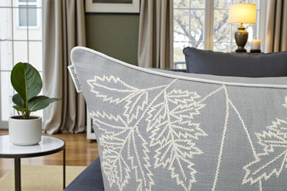 Rudransha Hand Embroidered Wildflower Throw Pillow Cover - 20x20 Inch Light Grey Cotton - Blooming - color: Blooming-light Grey, size: 20" x 20" (Pack of 1)