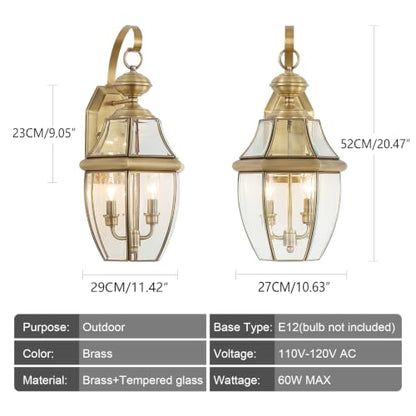 Solid Brass Outdoor Wall Light Fixtures, 20.5" - color: Antique Brass - 1 Pack, size: 20.5 inch