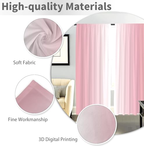 Pink White Curtains, Ombre, 2 Panels, 42" W x 63" L, Rod Pocket - color: Pink and White, size: 42"W x 63"L (Pack of 2)