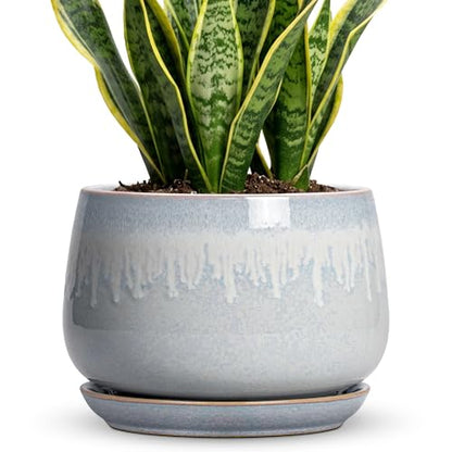 9 Inch Ceramic Pots for Plants, Indoor Plant Pots, Grey-White - size: 9 Inch, style: Grey-white