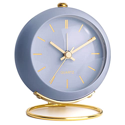 AYRELY® Battery Operated Analog Desk Alarm Clock with Light, Table Clock - color: Blue