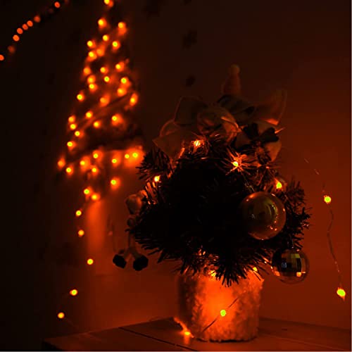 RUICHEN Fairy Lights Plug in 33 Ft 100 LED Silver Wire Lights, Orange - color: Orange