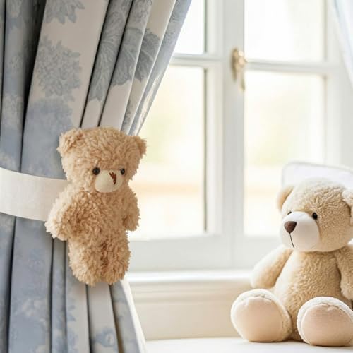 Chumia 2 Pcs Bear Curtain Tiebacks Cute Nursery Decor - style: Bear