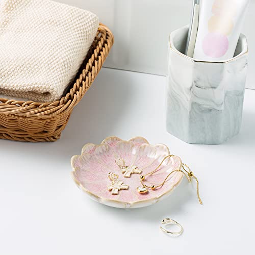 BEUNAIZER Jewelry Dish Tray, Ring Dish, Ceramic Trinket Tray, Key Bowl - color: Pink