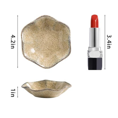Ceramic Ring Dish, Jewelry Trinket Tray for Rings and Earrings - color: Camel Surface