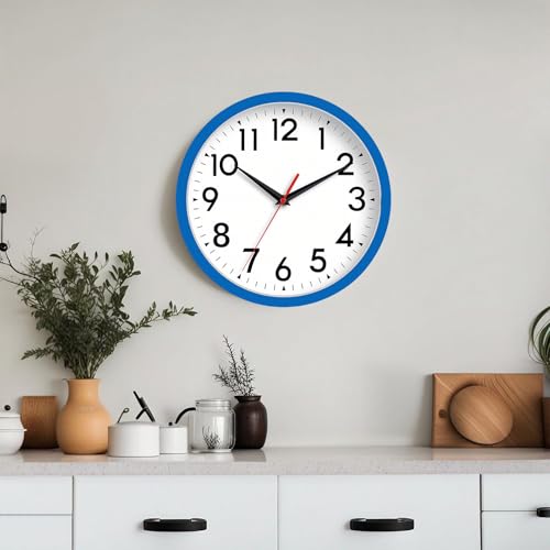 DAXSMY 8 Inch Wall Clock, Battery Operated Silent Non Ticking - color: H-blue, size: 8"