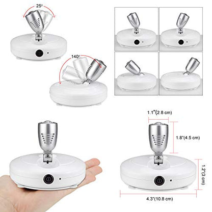LUXSWAY Battery Operated LED Spotlights Indoor,Accent Lights with Dimmable,12 Color Changing Puck Light with 2 Remote,Closet Light with Rotatable Lighting Head,Stick on Dart Board Lighting - color: White+Silver Head-2Pack