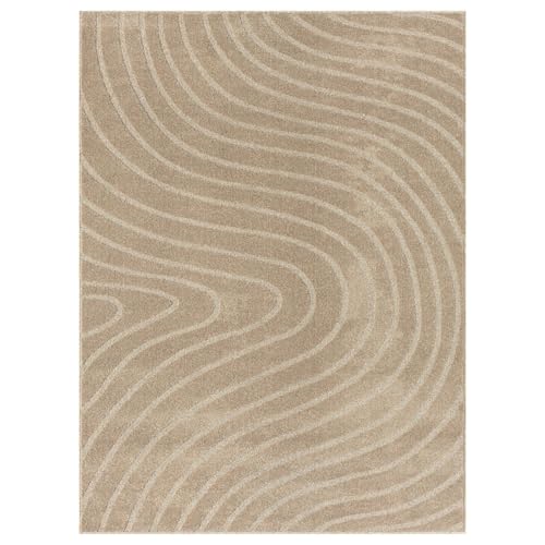 LUXE WEAVERS Modern Geometric Wave Beige 8x10 Area Rug - color: Beige, size: 8' x 10' (Rectangular)