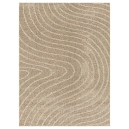 LUXE WEAVERS Modern Geometric Wave Beige 5x7 Area Rug - color: Beige, size: 5' x 7' (Rectangular)