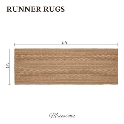MatEssenz 2x6 Washable Runner Rug, Textured Natural Woven Low-Profile Hallway Runner with Non-Slip Backing, Neutral Brown, for Kitchen, Laundry Room, Entryway - color: Brown, size: 2' x 6'