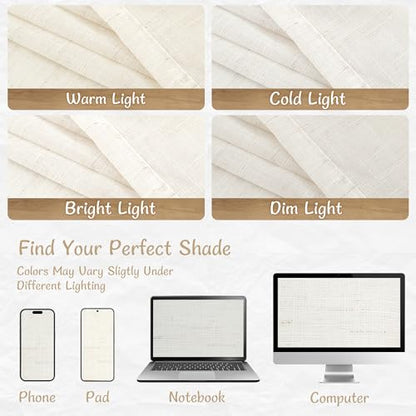 LAMIT Semi Sheer Linen Curtains for Cafe 2 Panels Set, 34 x 24 Inch - color: Natural, size: 34"W x 24"L (Pack of 2)