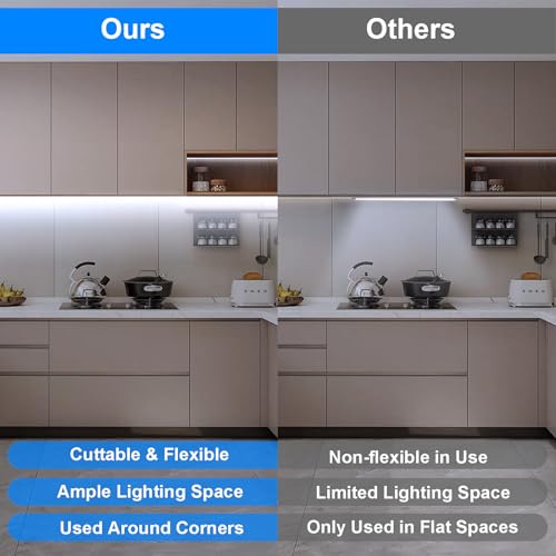 2 Pack 6.6Ft COB LED Strip Lights Battery Powered for Cabinet (Cool White) - color: COB Cool White