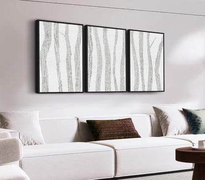 Large Framed Birch Tree Wall Art, Gray Abstract Forest Prints, 20"x28"x3 - color: gray, size: 20" X 28" X 3pcs Framed