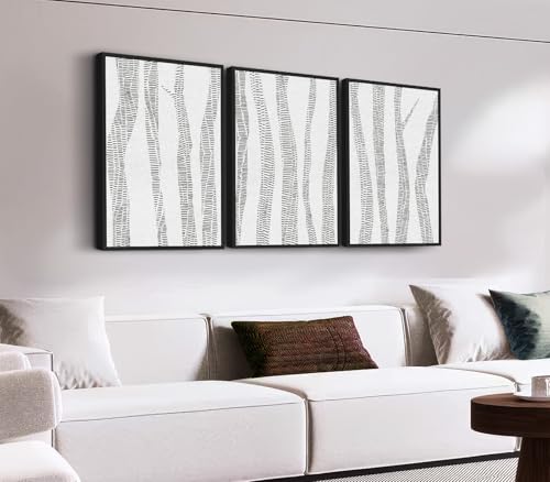Large Framed Birch Tree Wall Art, Gray Abstract Forest Prints, 20"x28"x3 - color: gray, size: 20" X 28" X 3pcs Framed