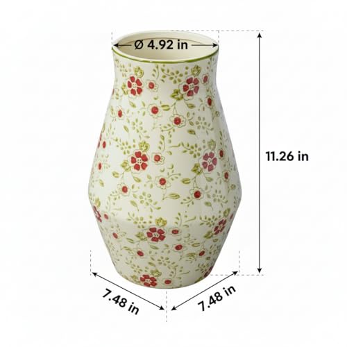 Green Chinoiserie Ceramic Vase, 11 Inch Tall - color: Green, size: 11 inch