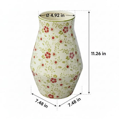 Green Chinoiserie Ceramic Vase, 11 Inch Tall - color: Green, size: 11 inch